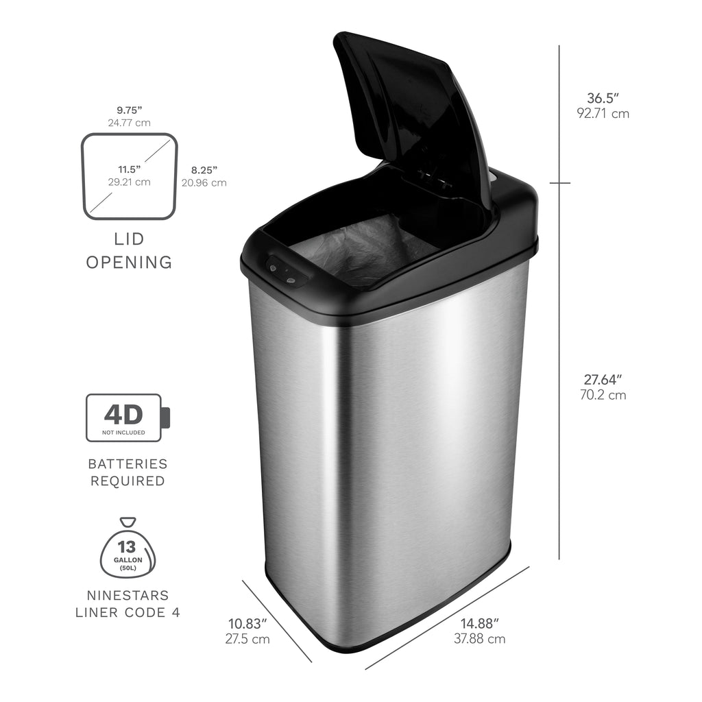 Slim Motion Sensor Trash Can 13 Gallon