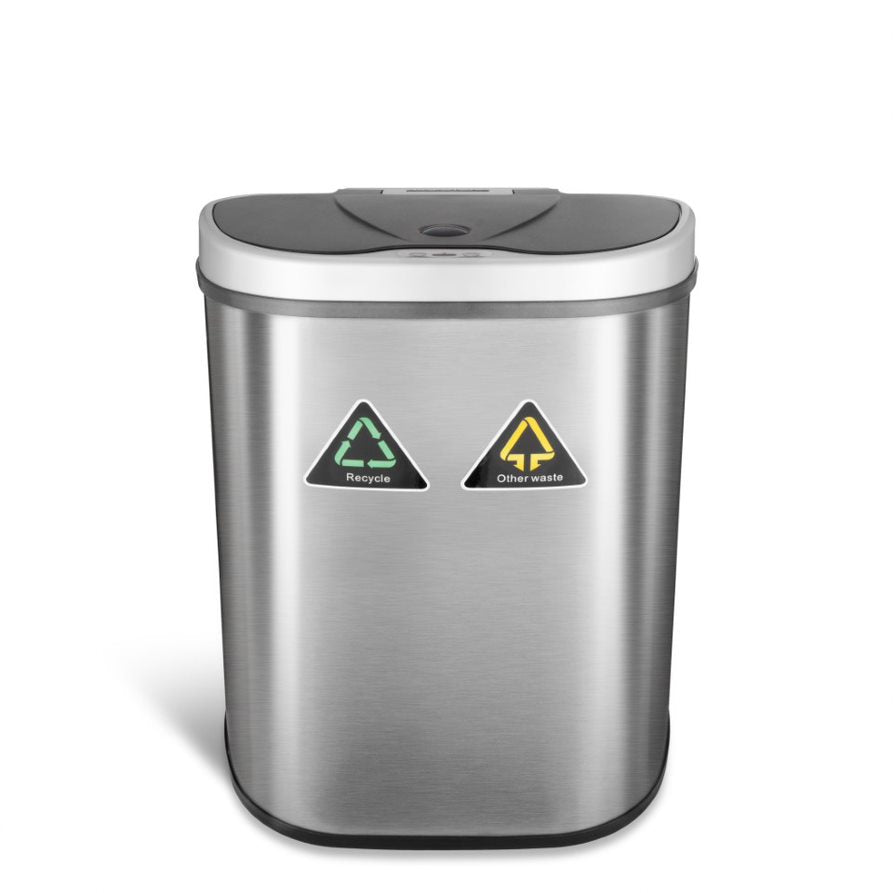 Dual Compartment Motion Sensor Trash Can 18 Gallon, Recycling Trash Can