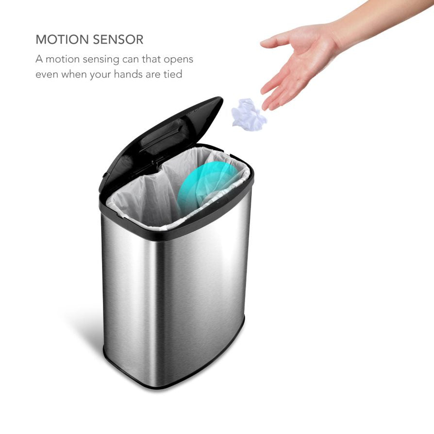 Nine Stars |Motion Sensor Trash Cans Step-On Open Top Touchless Bins
