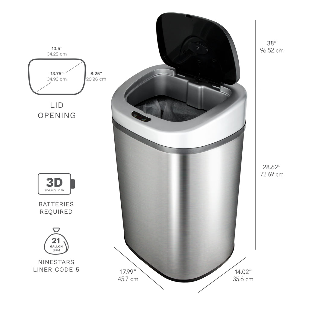 Rectangular Motion Sensor Trash Can 21.1 Gallon