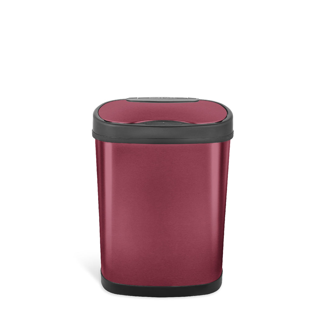 Oval Motion Sensor Trash Can 3.9 Gallon, Burgundy