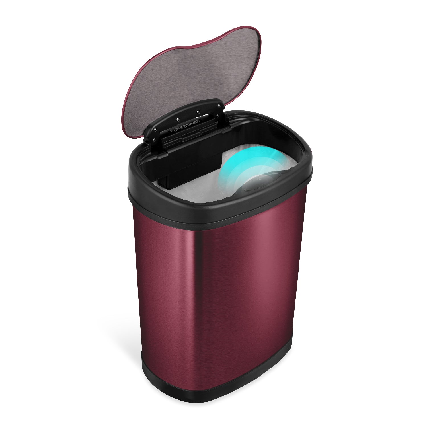 Oval Motion Sensor Trash Can 3.9 Gallon, Burgundy