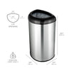 Semi-Round Open Top Trash Can 13 Gallon, Black