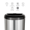 Semi-Round Open Top Trash Can 13 Gallon, Black