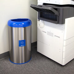 Trash Receptacles; 13 Gallon Cleanroom Waste Bins, Open Top, Round,  HL-HLS13STR - Cleanroom World