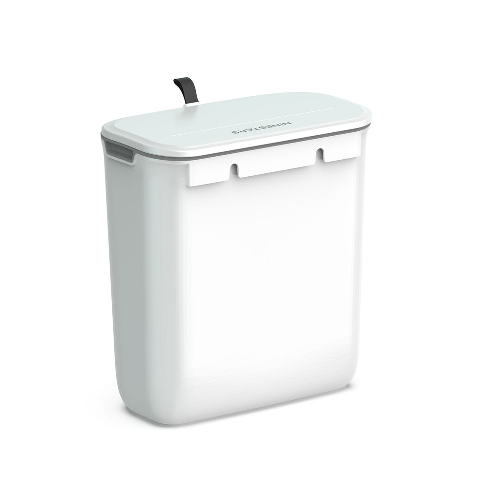 Chef's Star Kitchen Compost Bin, Indoor Garbage Can with Lid, Composting Bin with Charcoal Filter, Steel Trash Can, 0.8 Gallon Compost Pail, White