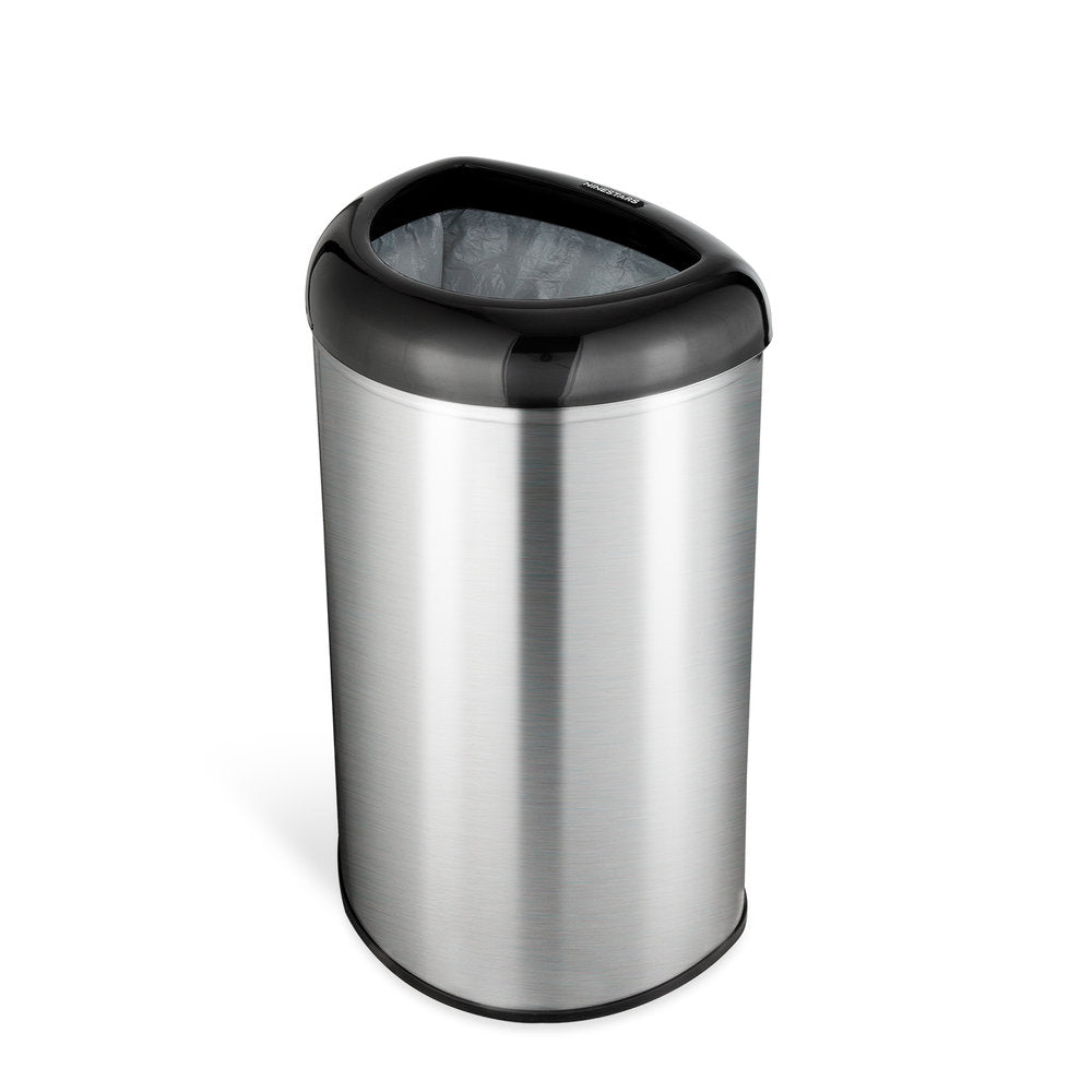 Semi-Round Open Top Trash Can 13 Gallon, Black