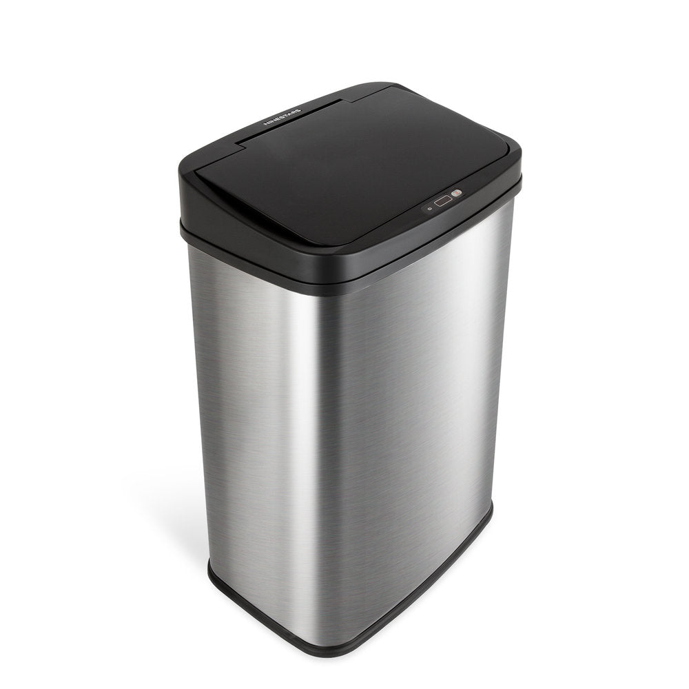Tall Kitchen Plastic Rectangular Trash Can with Steel Pedal, Black, 50  Liters