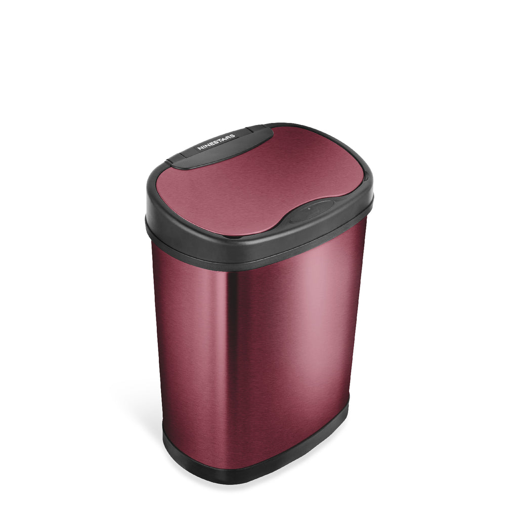 Oval Motion Sensor Trash Can 3.9 Gallon, Burgundy