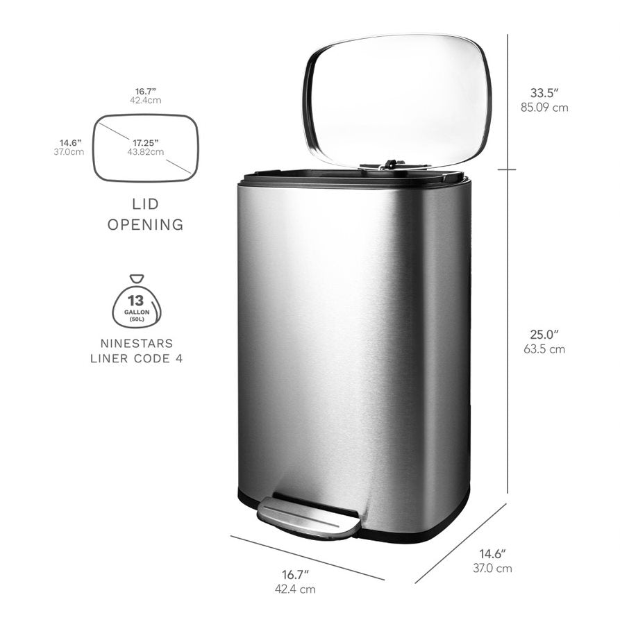 Rectangular Step Trash Can 13.2 Gallon