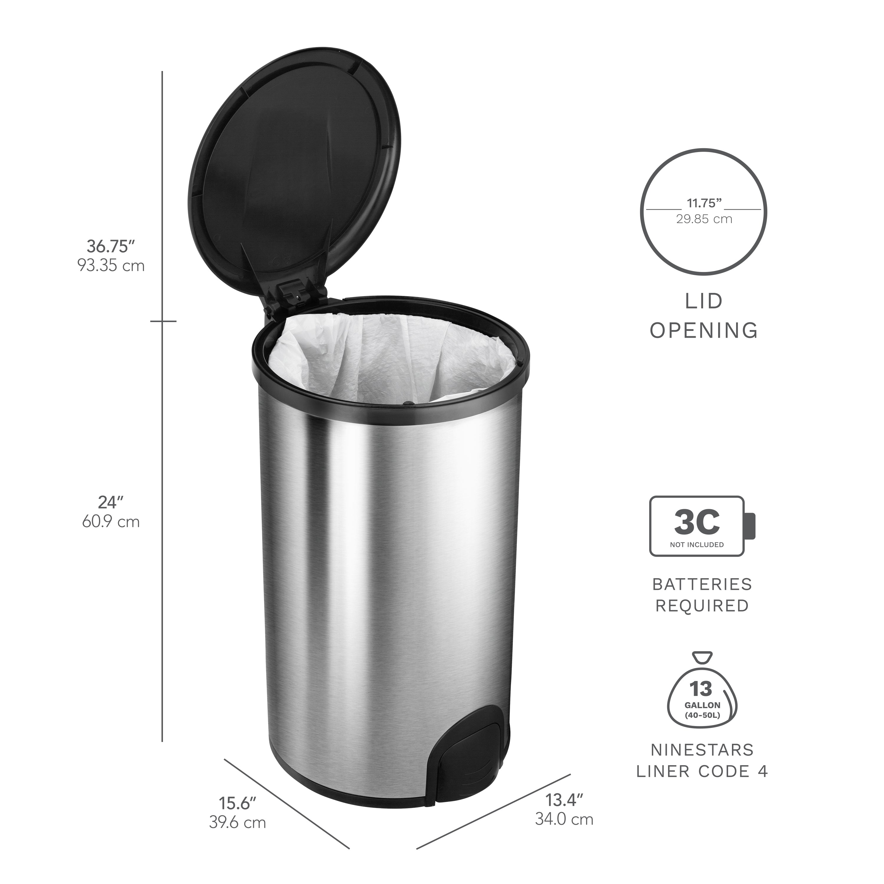 Tap Sensor Trash Can & Step On Trash Can, Kitchen Trash Can NINESTARS