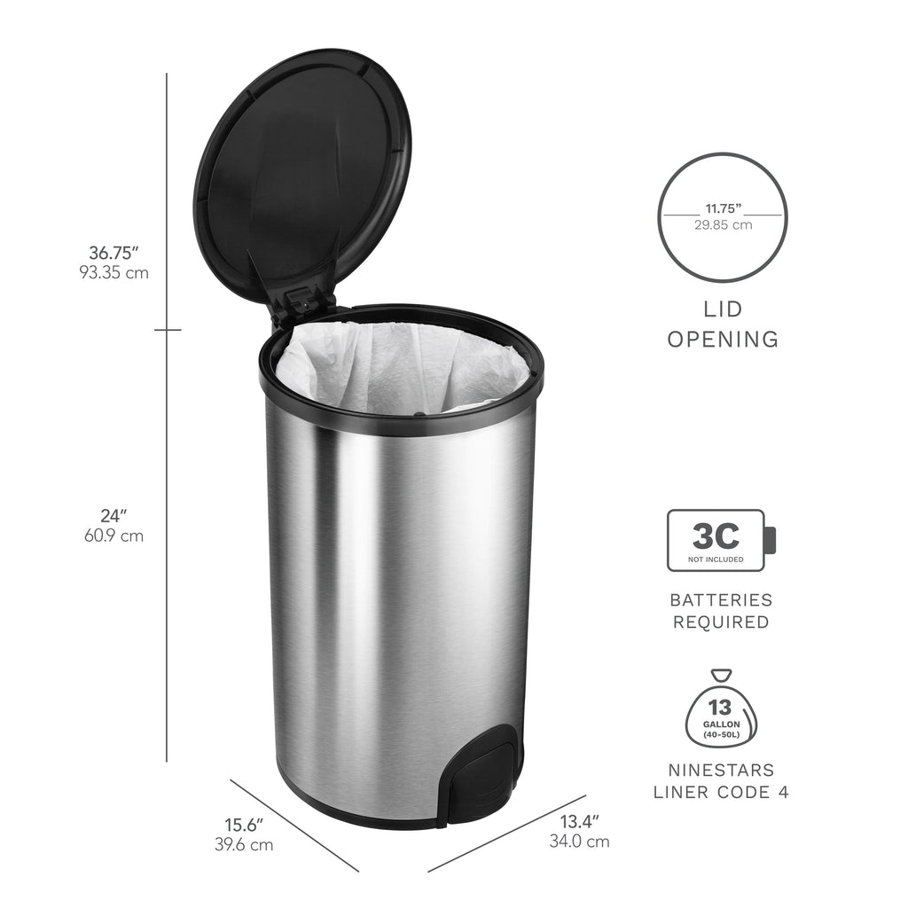 Round Tap Sensor Trash Can 11.9 Gallon