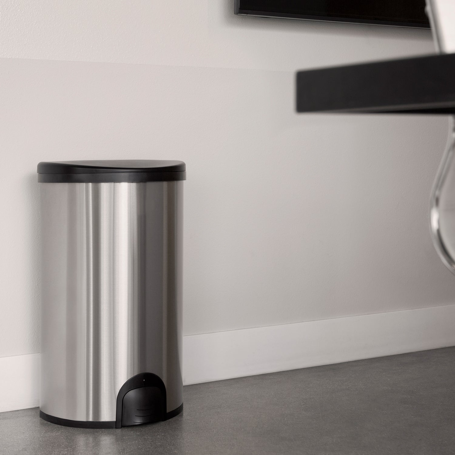 Ninestars Open Top Trash Can - Large Silver Kitchen Waste Bin With Removable Ring