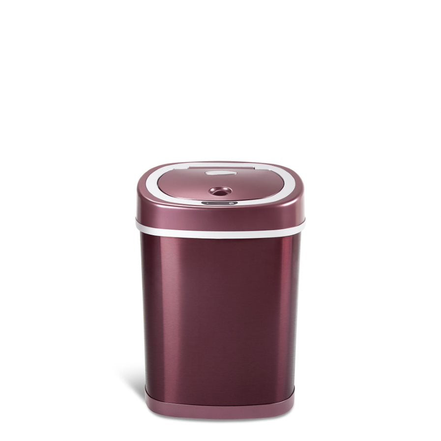 Oval Motion Sensor Trash Can 3.9 Gallon, Burgundy